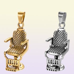 Hiphop rock titanium roestvrijstalen kappershop bank stoel hangers ketting voor mannen kappers sieraden goud kleur 20092898267021832002