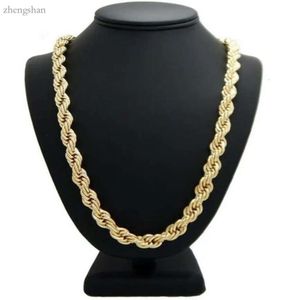 Collier de chaîne de corde hip hop 14k plaqués or 10 mm 24 pouces279y 7584