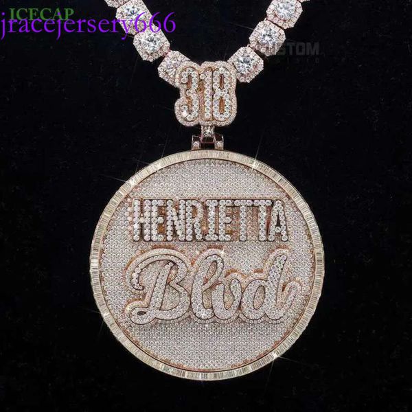 Hip Hop redondeo moissanite personalizar letra de oro rosa hielo fuera colgante de diamantes joyas finas