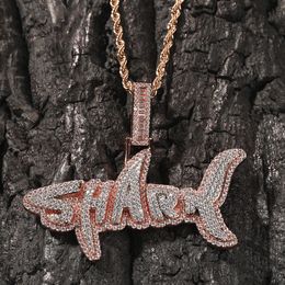 Hip Hop Shark Letters Hanger Ketting Sieraden voor Vrouwen Mannen Echt Vergulde TopBling Zirkoon