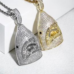 Collane con ciondolo squalo hip hop per uomo donna designer di lusso da uomo con diamanti bling collana a catena in oro gioielli amore regalo311Z