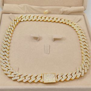 Hiphop glanzende sieraden Iced Out 15mm VVS D kleur moissaniet diamant 10k gouden Cubaanse linkketen