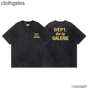 Hip-hop Shirt Lettre Mens Old t Dept Galleryes Chemises lavées Splash-ink 2023 Street Oversize Short Sleeve Cpu4B932