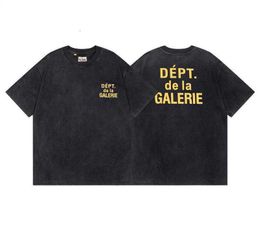 Hip-hop camisa carta dos homens velho t depts galleryess lavado camisas respingo-tinta 2023 rua oversize manga curta atacado de alta qualidade