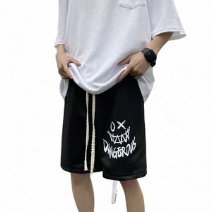 Hip Hop Shorts hommes été Jogger Sweat Shorts japonais Shorts décontractés Sprots pantalons courts pantalons de survêtement en vrac mâle jeunesse noir gris O1Ow #