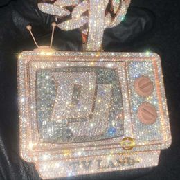 Hip Hop Sier rappeur DJ Radio Vvs Moissanite Pass Test bijoux de glace diamant pendentif personnalisé