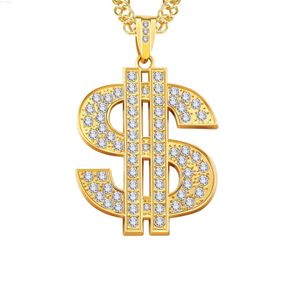 Hip Hop argent et or laiton Zircon Horus Dollar signé Vintage hommes bijoux pendentifs personnalisés pour hommes