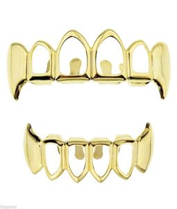 Hip Hop Silver Gold Teethz Grillz Set Men Top Bottom Caps False False Hollow Tooth Dental Grills for Women Cosplay Party Body Bielry7050808