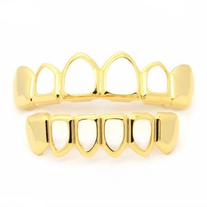 Hip Hop Argent Or Dents Grillz Set Top et Bottom Caps Faux Dents Creuses Grilles Dentaires Pour Hommes Femmes Cosplay Party Bijoux De Corps