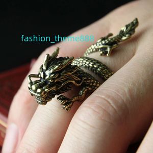 Anillos de plata de Hip Hop para hombre, anillos Retro INS de dragón Punk, joyería de moda, anillos de dragón gruesos ajustables para hombre