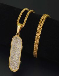 hip hop skateboard diamants pendentif colliers pour hommes rappeur occidental collier de luxe alliage strass chaînes cubaines bijoux 3584650