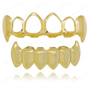 Hip hop bretelles lisses dent plate grillz véritable plaqué or rappeurs grilles dentaires cool bijoux doré argent rose or noir