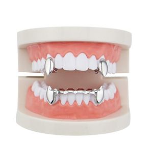 dientes de oro Grillz Dental Hip Hop Smooth Grillz Real Plated Vampire Tiger Rappers Body Jewelry Cuatro colores Golden Sil sqcZLG luckyhat