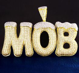 Hip Hop casquette de neige lettres personnalisées pendentif collier combinaison lettres nom pendentif 24 pouces Tennis colliers zircone bijoux