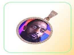 Hip Hop Solid Core Iced Out Picture Picture Collier Pendant avec chaîne de corde Bling Jewelry Bling For Men Women2122096