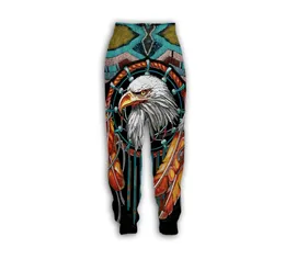 Hip Hop Sportwear Punk Casual Loose Men Cool Print Native Indian Wolf Pantalones 3d 002