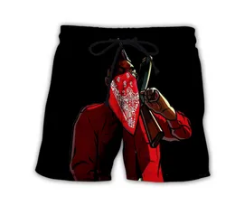 Hip Hop Sportwear Punk décontracté pantalon de survêtement ample automne hommes Cool impression sang Gang Bandana 3d Shorts 012