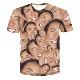 Hip Hop Sportwear Punk Casual Loose Trackbroek Autumn Men Cool Print beroemde acteur Nicolas Cage 3D T-shirt 006