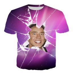 Hip Hop Sportwear Punk Casual Loose Track broek Autumn Men Cool Print beroemde acteur Nicolas Cage 3D T-shirt 008