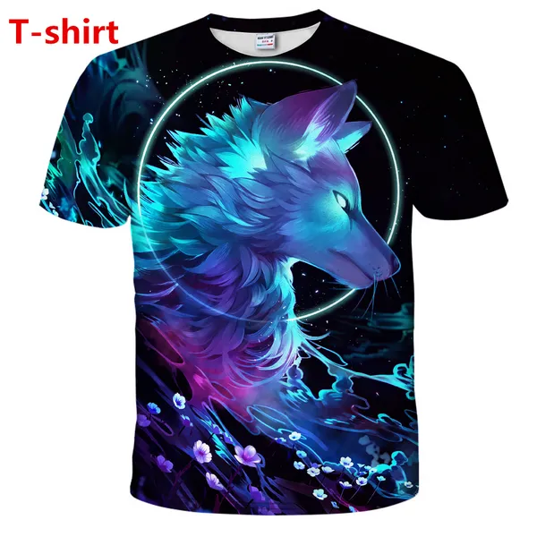 Hip Hop Sportwear Punk Casual Loose Track Pants Automne Hommes Cool Print Galaxy Space Wolf 3d T-shirt