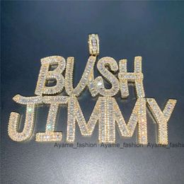 Hip Hop cuadrado CZ letra inicial cursiva colgante oro nombre personalizado collar mujeres hombres rapero Bling Bing joyería