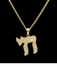 Hip Hop en acier inoxydable Chai Symboles juives exagérées Colliers de luxe Bijoux de chaîne plaquée or de luxe