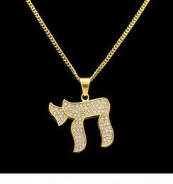 Hip Hop acier inoxydable CHAI symboles juifs pendentifs exagérés colliers de luxe chaîne plaquée or bijoux femmes accessoires 3992640