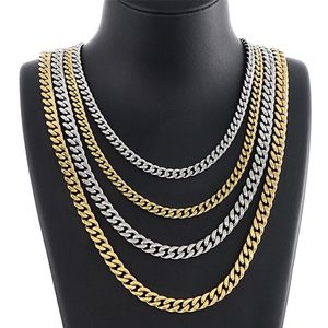 Hiphop roestvrijstalen Cubaanse ketting Eenvoudig 18K echt verguld Jewelry203z