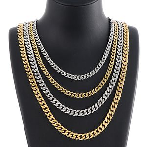 Hiphop roestvrijstalen Cubaanse ketting Eenvoudige 18K echt vergulde sieraden