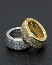 Anillos de circonio cúbico de acero inoxidable de hip hop helado de alta calidad Micro Pave CZ anillo mujeres hombres anillo de dedo chapado en oro y plata 4507528