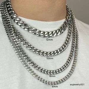 Hip Hop Rvs Zilveren Mannen Kettingen Sieraden Aangepaste Dikte Gepolijst Curb Cubaanse Ketting voor Mannen