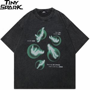 Hip Hop Streetwear hommes T-Shirt surdimensionné vert graphique T-Shirt rétro Vintage lavé noir T-Shirt unisexe hauts t-shirts coton 240318
