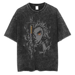 Hip Hop Streetwear Men Vintage Oversize Tshirt Harajuku Anime Graphic Print T-shirt Unisexe Summer Casual Cotton Washed Tops Tees 240511