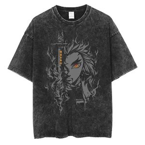 Hip Hop Streetwear Men Vintage Oversize Tshirt Harajuku Anime Graphic Print Tshirt Unisexe Summer Casual Cotton Washed Tops Tees 240520