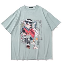 Hip Hop Streetwear T-shirt Abstract Anime Grafische T-shirt Harajuku Katoen Casual T-shirt Mannen Zomer Korte Mouw Tops Tees 220812