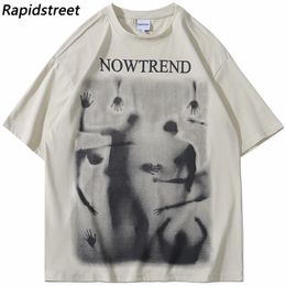 Hip Hop Streetwear T-shirt Men en difficulté Graphique ombre Tshirt Harajuku Cotton Tshirt en vrac Top à manches courtes Tee Hipster 240510