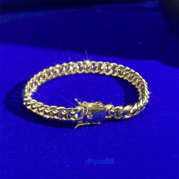 Style hip hop 6 mm 8 mm Solide 925 Silver Shining Metal Surface High Polissing Miami Cuban Curb Bracelet