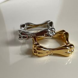 Anillo de dedo de hueso estilo Hip Hop para mujer y niña, anillos de huesos con letras para regalo, fiesta, oro y plata