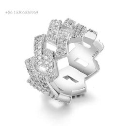 Hip Hop stijl Diamond Moissanite Ring trouwring Iced Out sieraden Sier Cubaanse verlovingsringen