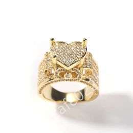 Hip Hop Style Micro Set Zircon Heart Ring Heavy Industry Design Sense Full Diamond Ring Frendy New Jewelry