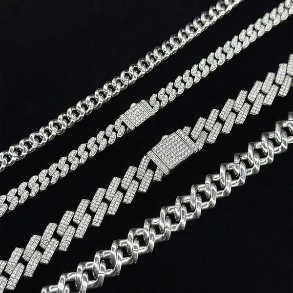 Style hip-hop S925 Vvs en argent sterling VVS Real Moisanite Diamond Miami Cuban Link Chain 19mm Collier Iced Out