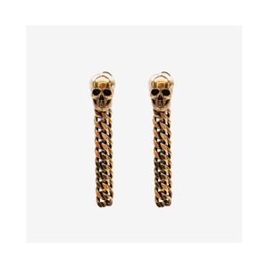 Hip Hop Style Skull Stud Gold Silver Women Men Skeleton Tassel Chain Long Earring