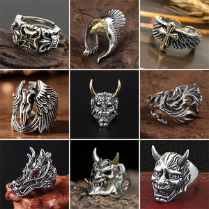 Hip-hop Style Trend Classical Gothic Retro Temperrament Alliage Anneau Fashion Design Devil Angel Animal Cross Skull Evil Ghost Charm Ring Halloween Gift Party