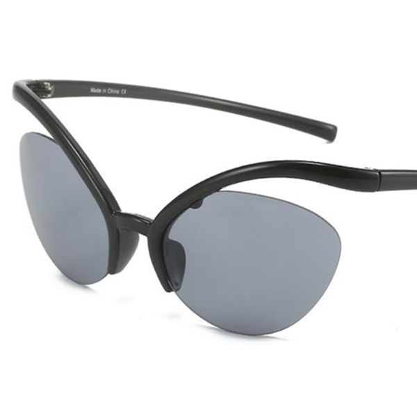 Hip Hop Gafas de sol Unisex Semi-Rimless Gafas de sol Adumbral Anti-UV Gafas Personalidad Gafas de ojo de gato Simplicidad Ornamental