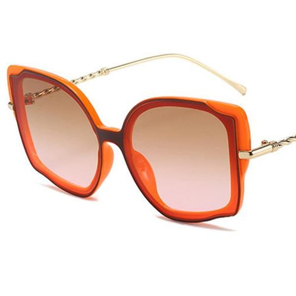 Gafas de sol de estilo Hip Hop para mujer, gafas de sol de ojo de gato, montura de gran tamaño, gafas Anti-UV, gafas de aleación con patillas, gafas ornamentales