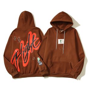 Hip Hop sweats à capuche pour hommes femmes haute rue imprimé marron pull à capuche pulls 23FW