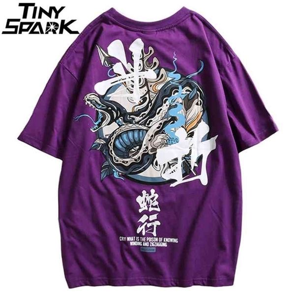 Hip Hop T Shirt Hombres Serpiente Charaters chinos Camisetas Harajuku Streetwear Primavera Verano Camiseta de manga corta Tops Tees Algodón 210716