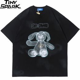 Hip Hop T Shirt Hommes Streetwear Imprimer X-Ray Bear Tshirt À Manches Courtes Oversize Harajuku T-Shirt Coton D'été Tops Tees Noir 210324