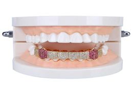 Dents hip hop 8tooth microinlaid zircon simple row dents inférieures dents or argent orthopédiques or argenté 2 couleurs 9983864