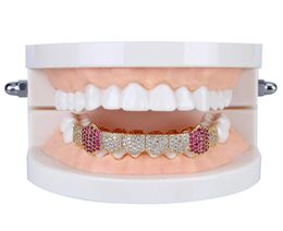 Hip Hop dents 8 dents microincrustées Zircon simple rangée dents inférieures dents en or argent bretelles or argenté 2 couleurs 4824579